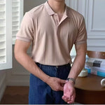 TEXTURED COTTON POLO FOR MEN