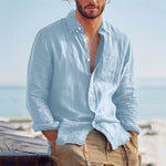 LAPEL BUTTON COTTON SHIRT FOR MEN