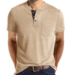 COTTON BLEND HENLEY TOP FOR MEN