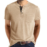 COTTON BLEND HENLEY TOP FOR MEN