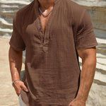 LINEN V-NECK SHIRT FOR MEN