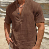 LINEN V-NECK SHIRT FOR MEN