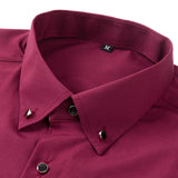 Long Sleeve Dress Shirt with Faux Gemstone Metal Rim Buttons
