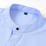 Non-Iron Hidden Placket Stand Collar Dress Shirt