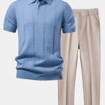 Twist Knit Polo & Slim Fit Tapered Trousers Set
