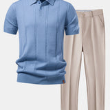 Twist Knit Polo & Slim Fit Tapered Trousers Set