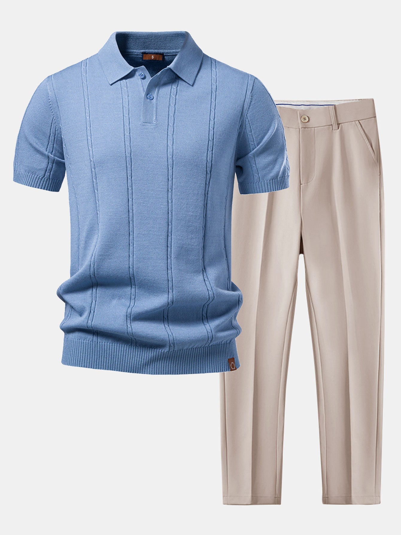 Twist Knit Polo & Slim Fit Tapered Trousers Set