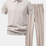 Twist Knit Polo & Slim Fit Tapered Trousers Set