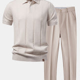 Twist Knit Polo & Slim Fit Tapered Trousers Set