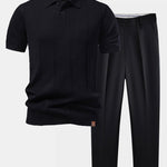 Twist Knit Polo & Slim Fit Tapered Trousers Set