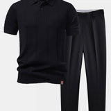 Twist Knit Polo & Slim Fit Tapered Trousers Set