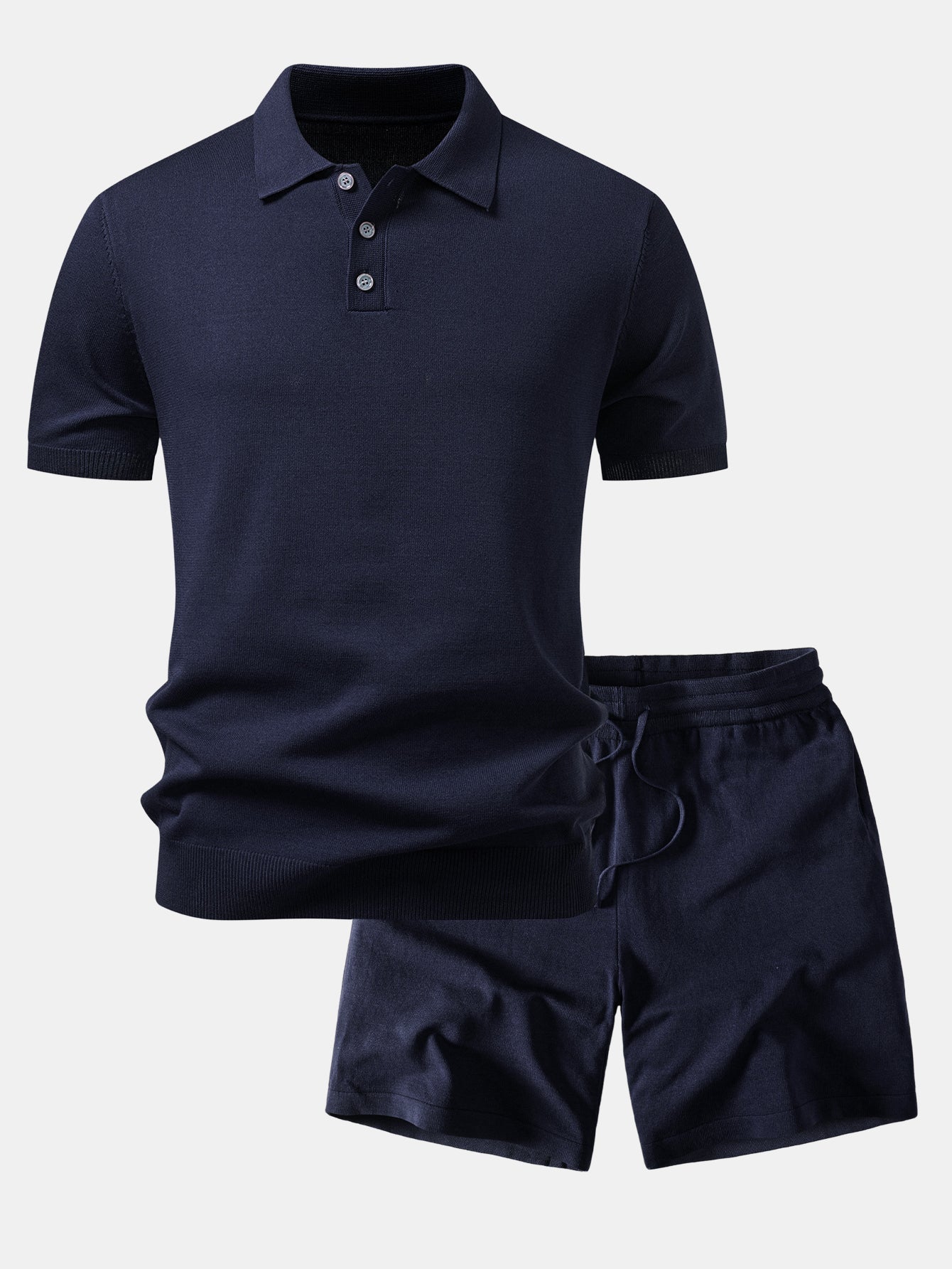Basic Knit Polo & Knit Shorts Set