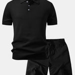 Basic Knit Polo & Knit Shorts Set