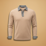 Long Sleeve Polo Shirt with Contrasting Collar