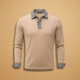 Long Sleeve Polo Shirt with Contrasting Collar