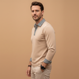 Long Sleeve Polo Shirt with Contrasting Collar