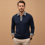 Long Sleeve Polo Shirt with Contrasting Collar