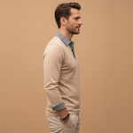 Long Sleeve Polo Shirt with Contrasting Collar