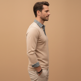 Long Sleeve Polo Shirt with Contrasting Collar