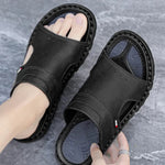 Kieran Brown Leather Slide Sandals