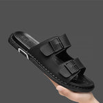 Ashford Black Dual Buckle Slide Sandals
