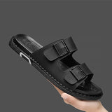 Ashford Black Dual Buckle Slide Sandals