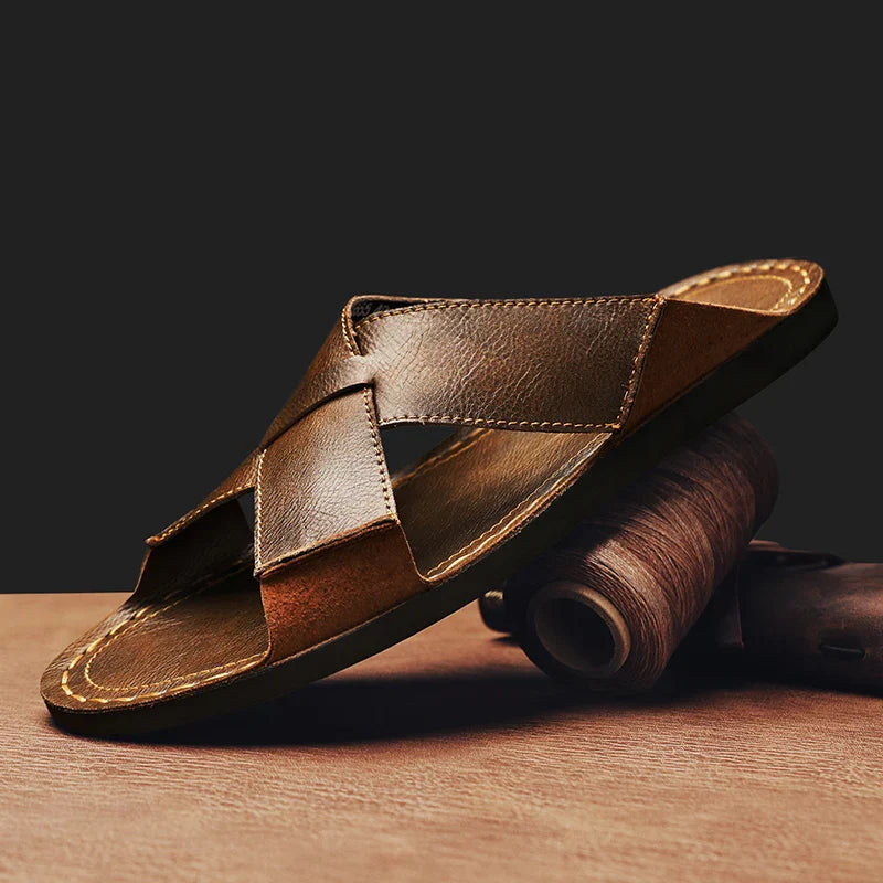 Baxter Genuine Leather Slide Sandals