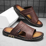 Kieran Brown Leather Slide Sandals