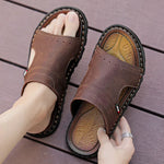 Kieran Brown Leather Slide Sandals