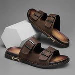 Ashford Black Dual Buckle Slide Sandals