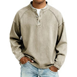 DENIM-LOOK HENLEY SHIRT FOR MEN