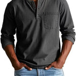VINTAGE HENLEY SHIRT FOR MEN