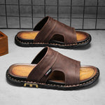 Kieran Brown Leather Slide Sandals