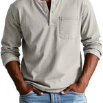 VINTAGE HENLEY SHIRT FOR MEN