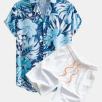 Musical Instrument Tropical Print Shirt & Swim Shorts Set