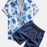Turtle Print Shirt & Swim Shorts Set