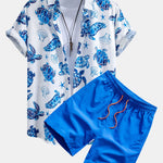 Turtle Print Shirt & Swim Shorts Set