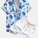 Turtle Print Shirt & Swim Shorts Set