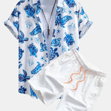 Turtle Print Shirt & Swim Shorts Set