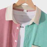 Long Sleeve Patchwork Corduroy Shirt