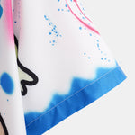 Skull Smiley Graffiti Print Revere Collar Shirt
