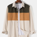 Long Sleeve Corduroy Patchwork Shirt