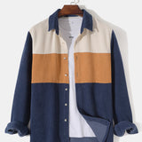 Long Sleeve Corduroy Patchwork Shirt