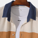 Long Sleeve Corduroy Patchwork Shirt