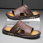 Kieran Brown Leather Slide Sandals