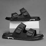 Ashford Black Dual Buckle Slide Sandals