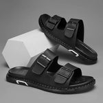 Ashford Black Dual Buckle Slide Sandals