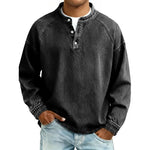 DENIM-LOOK HENLEY SHIRT FOR MEN