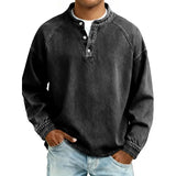 DENIM-LOOK HENLEY SHIRT FOR MEN
