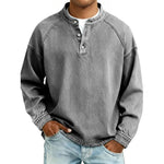 DENIM-LOOK HENLEY SHIRT FOR MEN